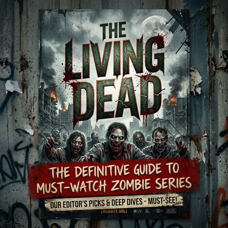 Poster for The Living Dead featuring zombies and guide text